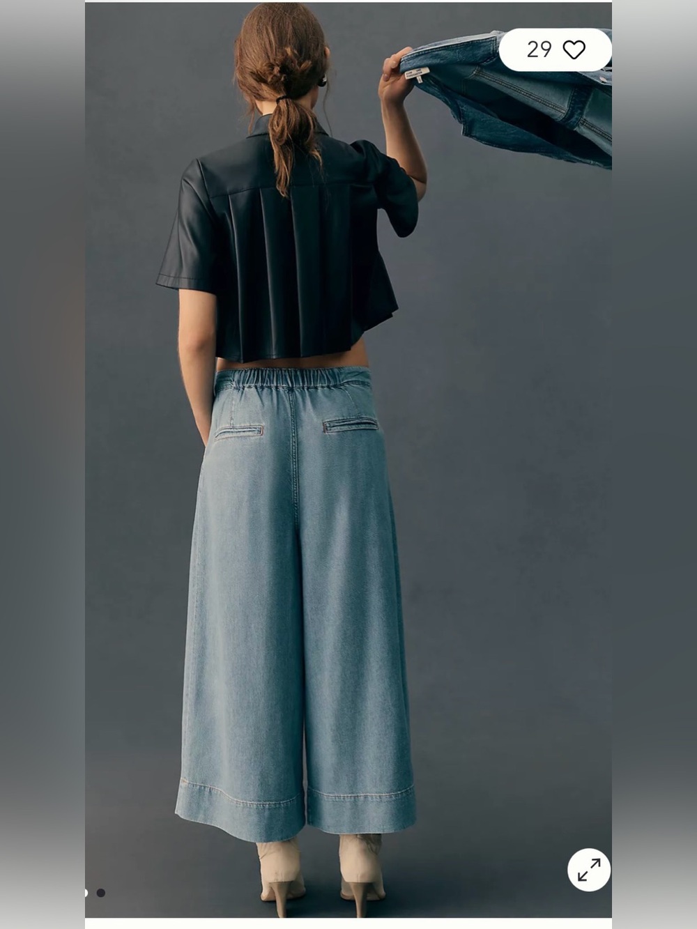 Pilcro Pleated High-Rise Wide-Leg Culotte Jeans - Picture 3 of 10